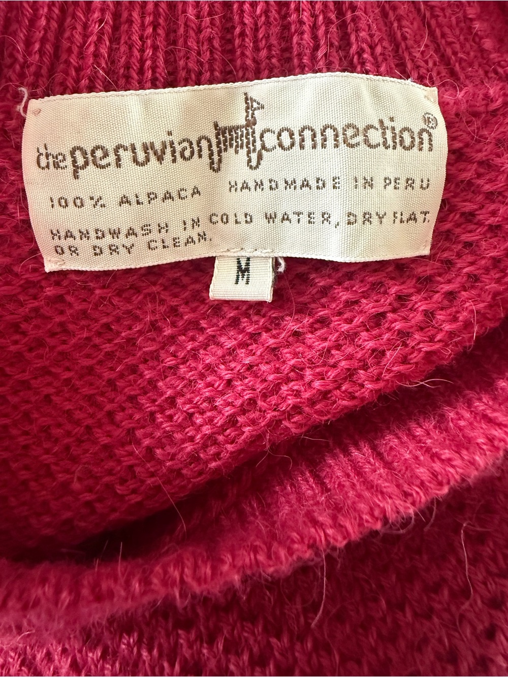 Peruvian Connection 100% Alpaca Knit Pullover Sweater Women Medium Magenta VTG - Picture 2 of 7